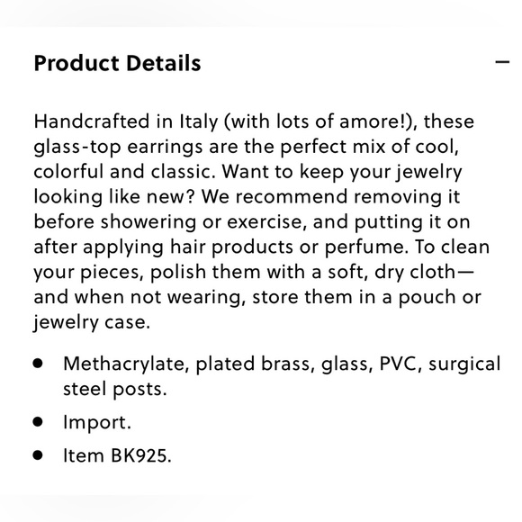 HP!⭐️ NWT J.Crew Made-in-Italy round drop earrings. Sold out! Glass top. - Picture 2 of 9